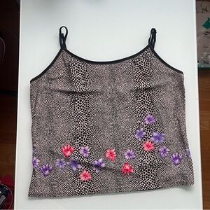 Saks Fifth Avenue Animal Print Camisole with Floral Accents